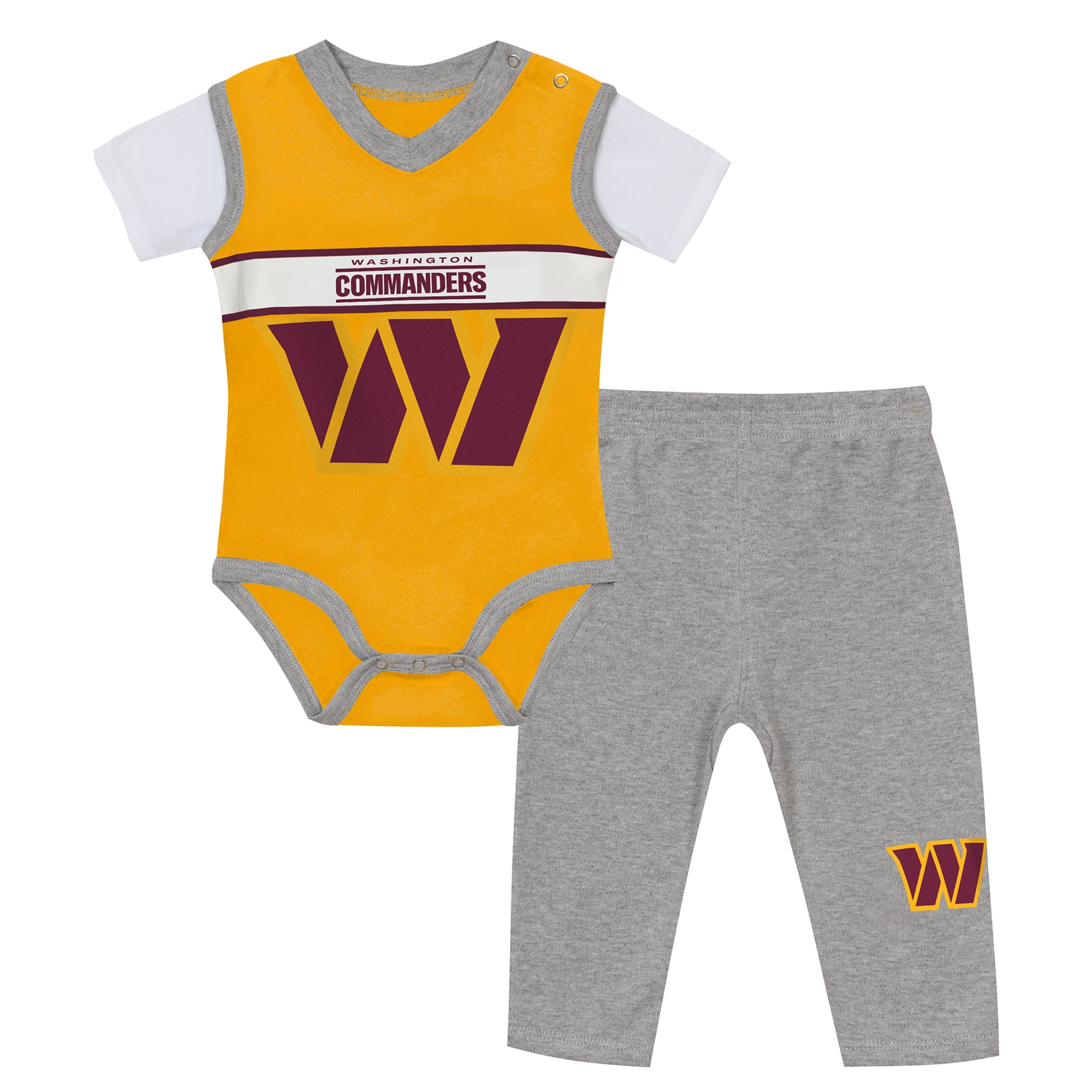 Ensemble body et pantalon deux pièces en jersey Outerstuff or/gris chiné Washington Commanders pour bébé